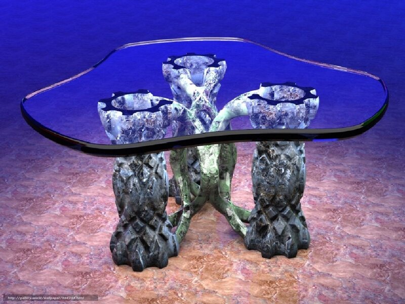 Glass Table with Stone Base