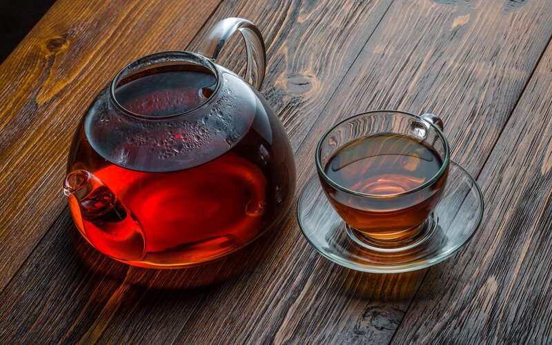 Glass Teapot and Cup — Brown, Calm