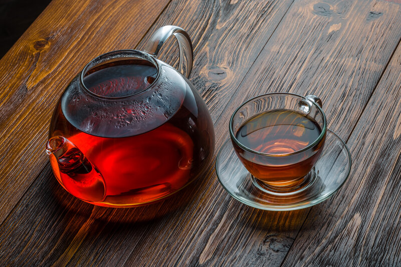 Glass Teapot and Cup — Brown