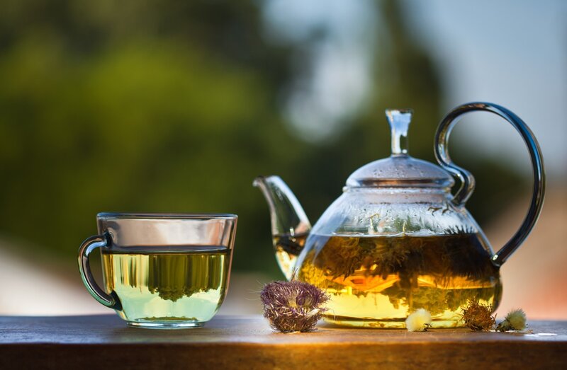 Glass Teapot and Cup — Green, Serene