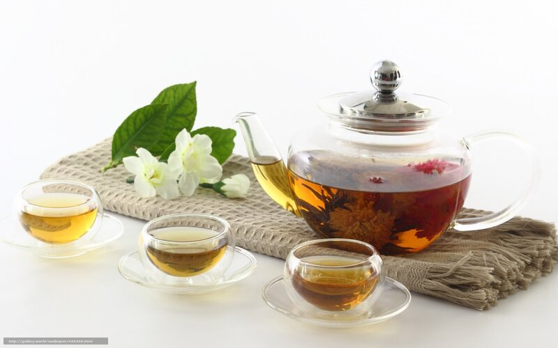 Glass Teapot with Cups — White, Serene