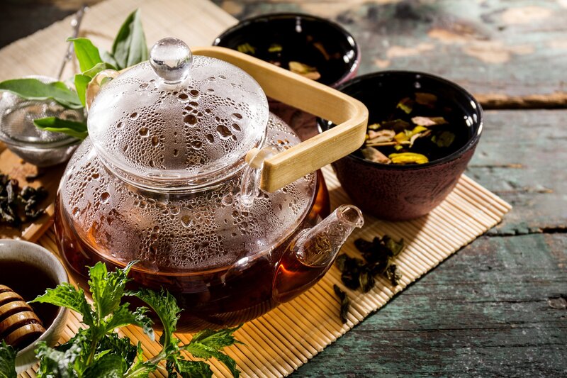 Glass Teapot with Tea — Brown