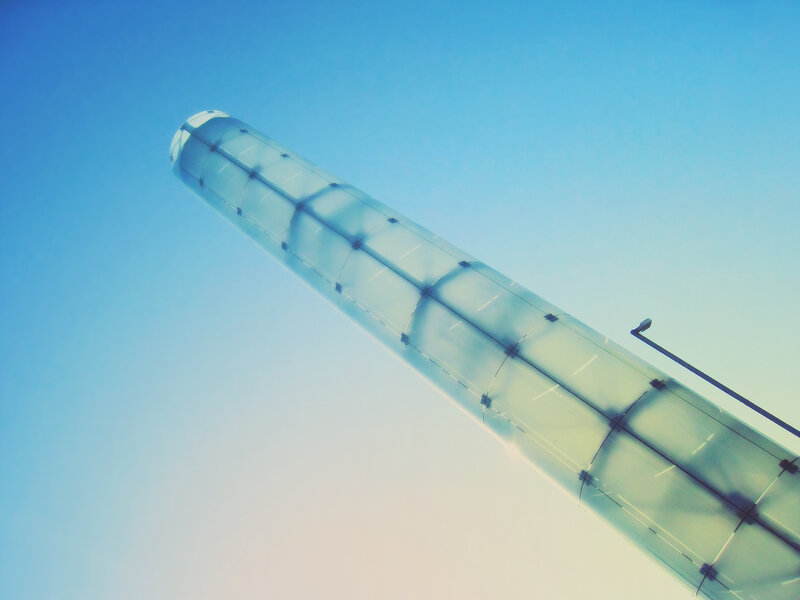 glass tube against blue sky
