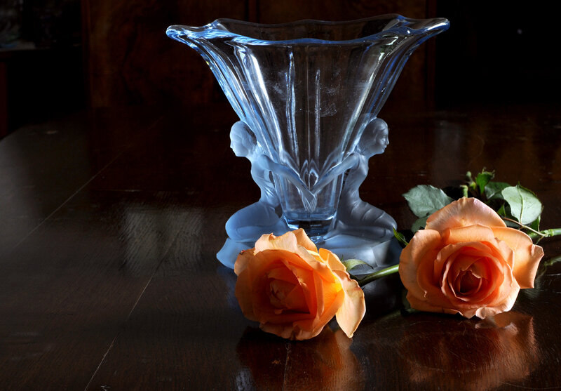 Glass Vase with Roses