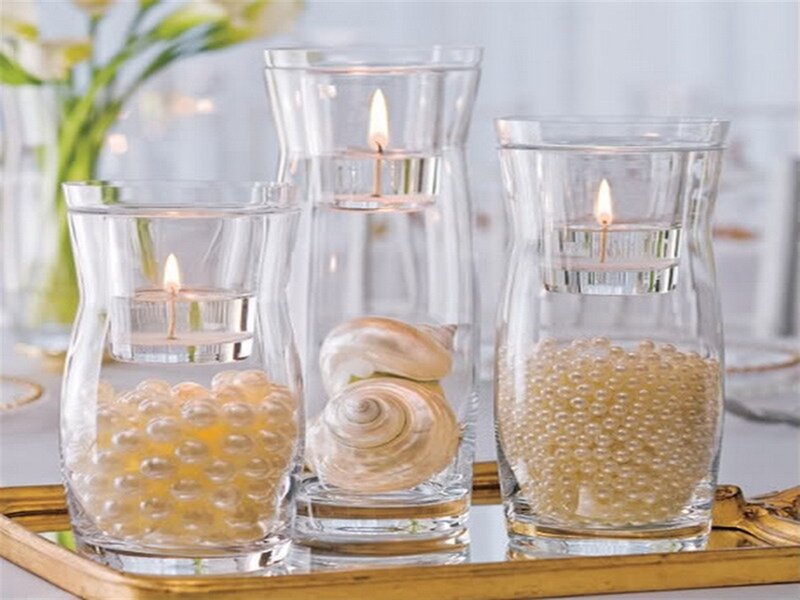 Glass Vases with Candles