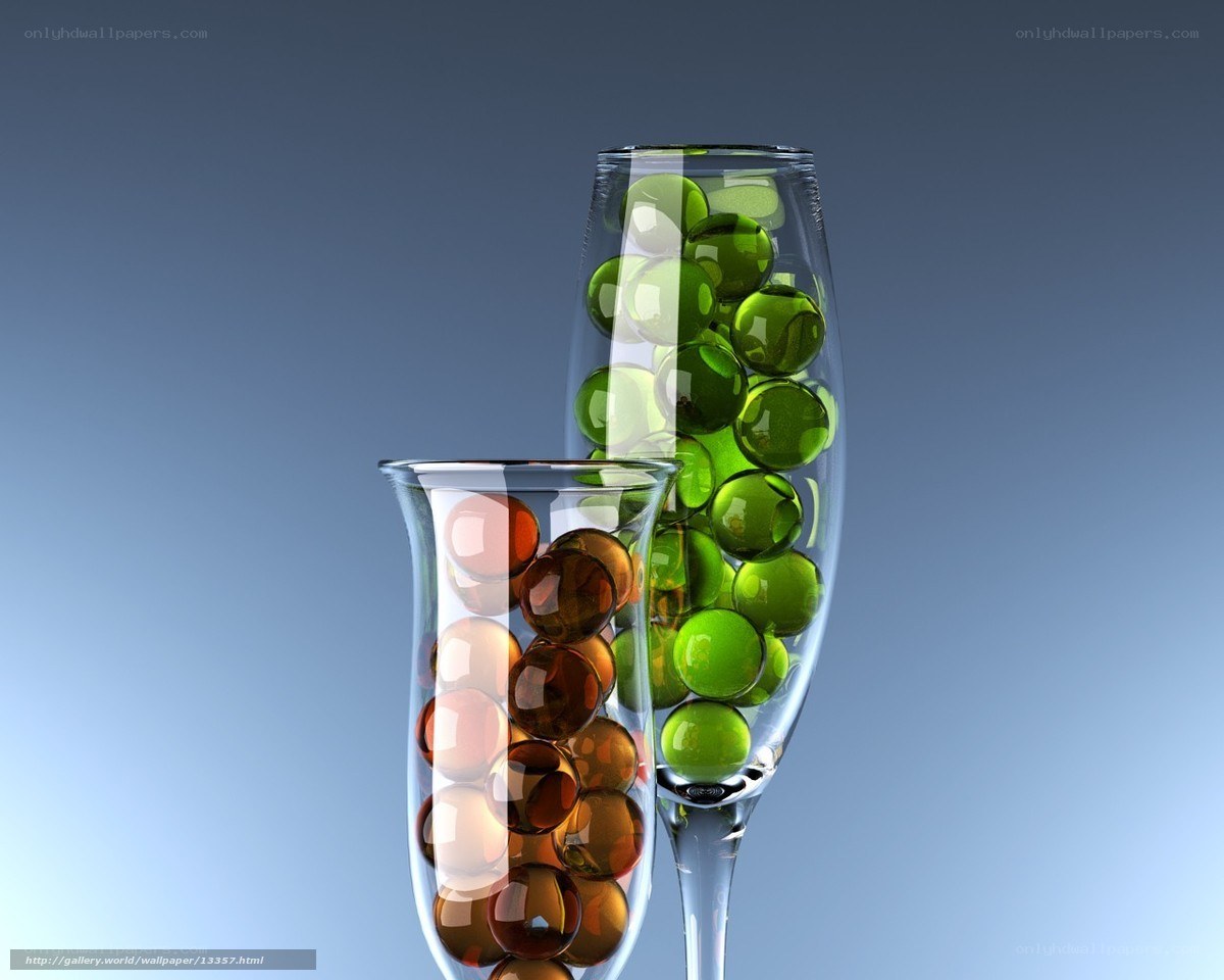 Glass Vases with Colored Balls
