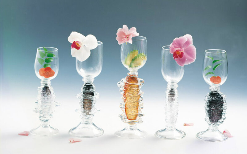 Glass Vases with Flowers — White