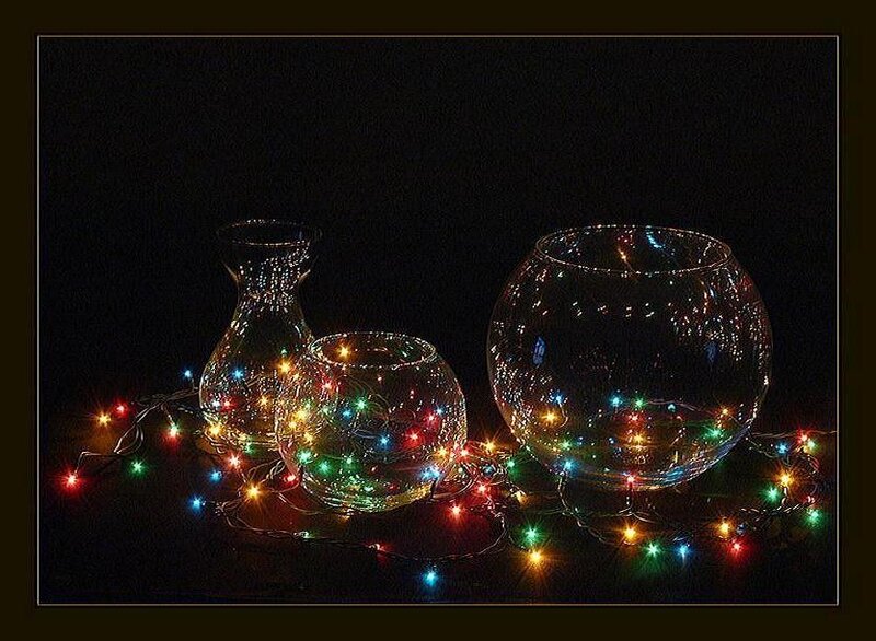 Glass vases with lights