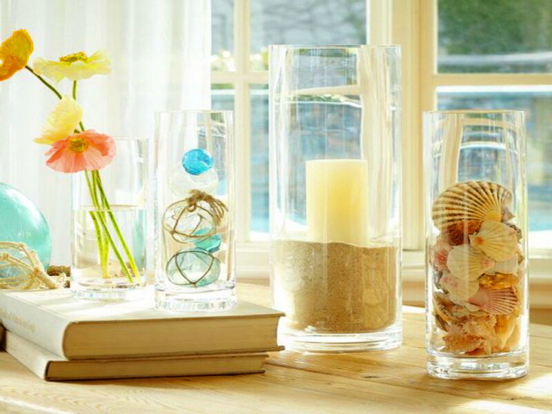 Glass Vases with Shells