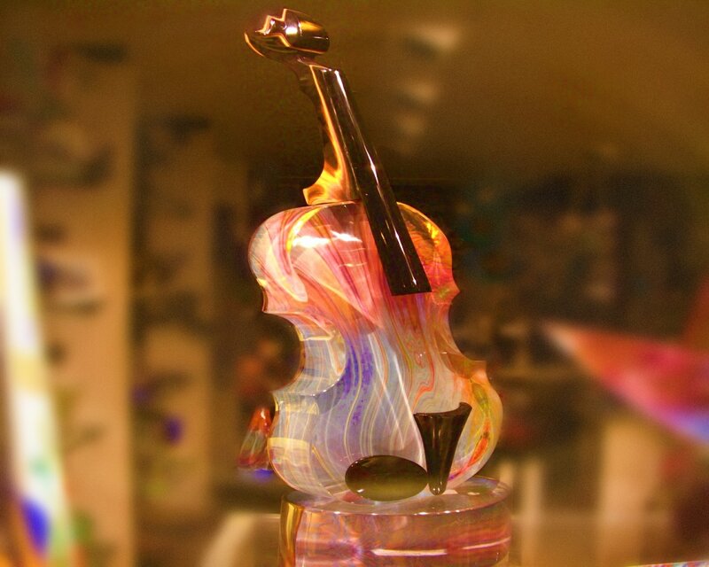 Glass Violin Sculpture — Purple