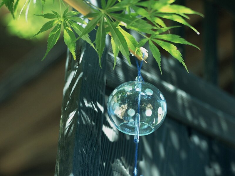 Glass Wind Chime with Leaves