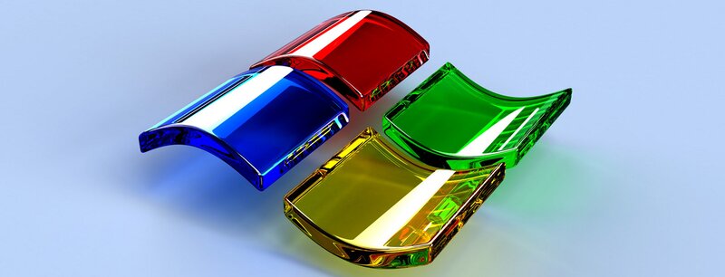 Glass Windows Logo — Blue, Clean, Modern