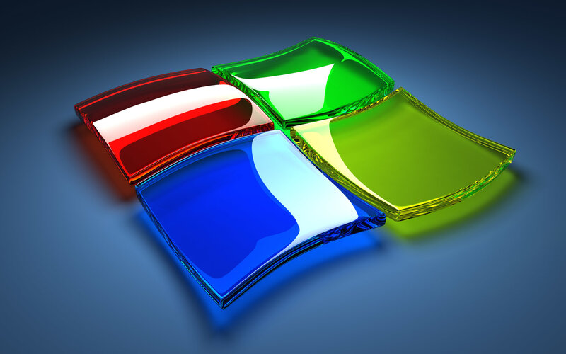 Glass Windows Logo — Blue, Modern