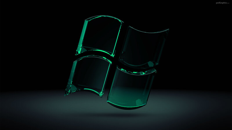 Glass Windows Logo — Green, Dramatic, 3d Render