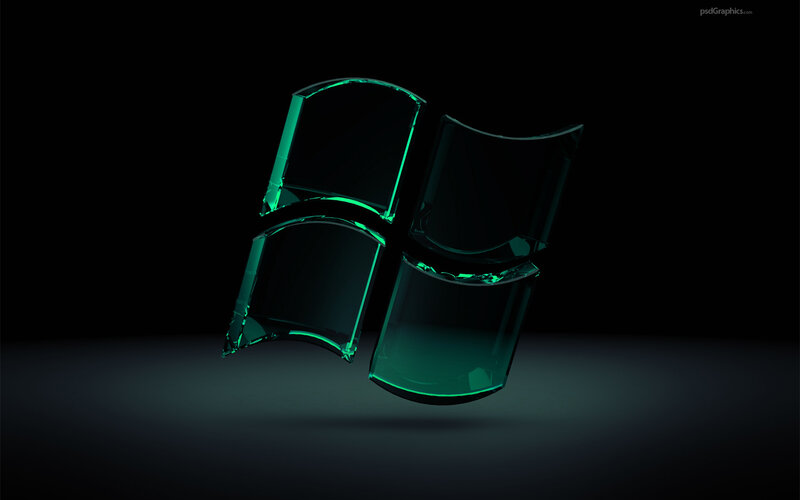 Glass Windows Logo — Green, Dramatic