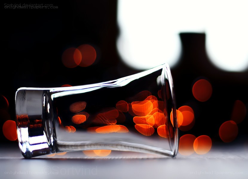 glass with bokeh lights