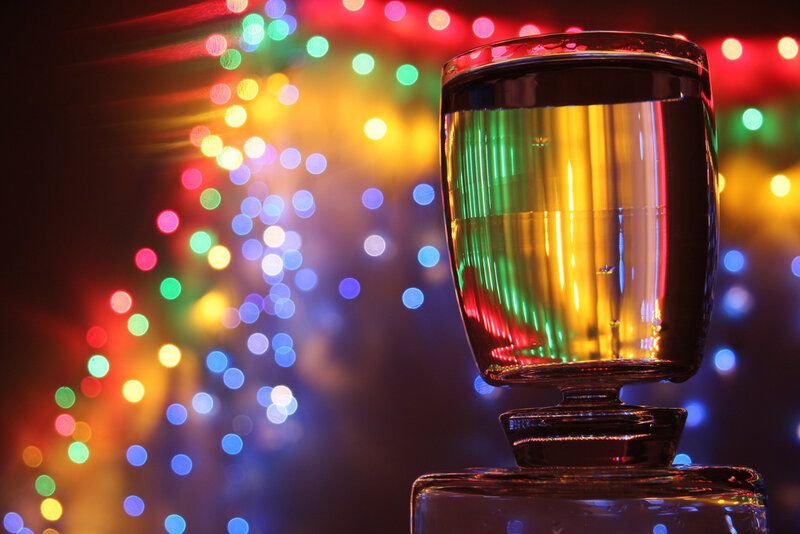 Glass with Colorful Lights