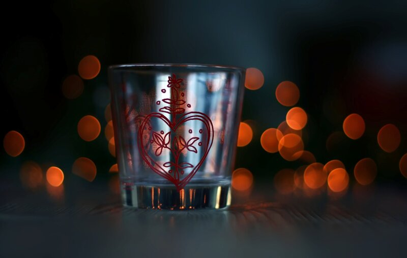 Glass with Heart Design