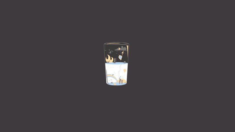 glass with illustrated scenes