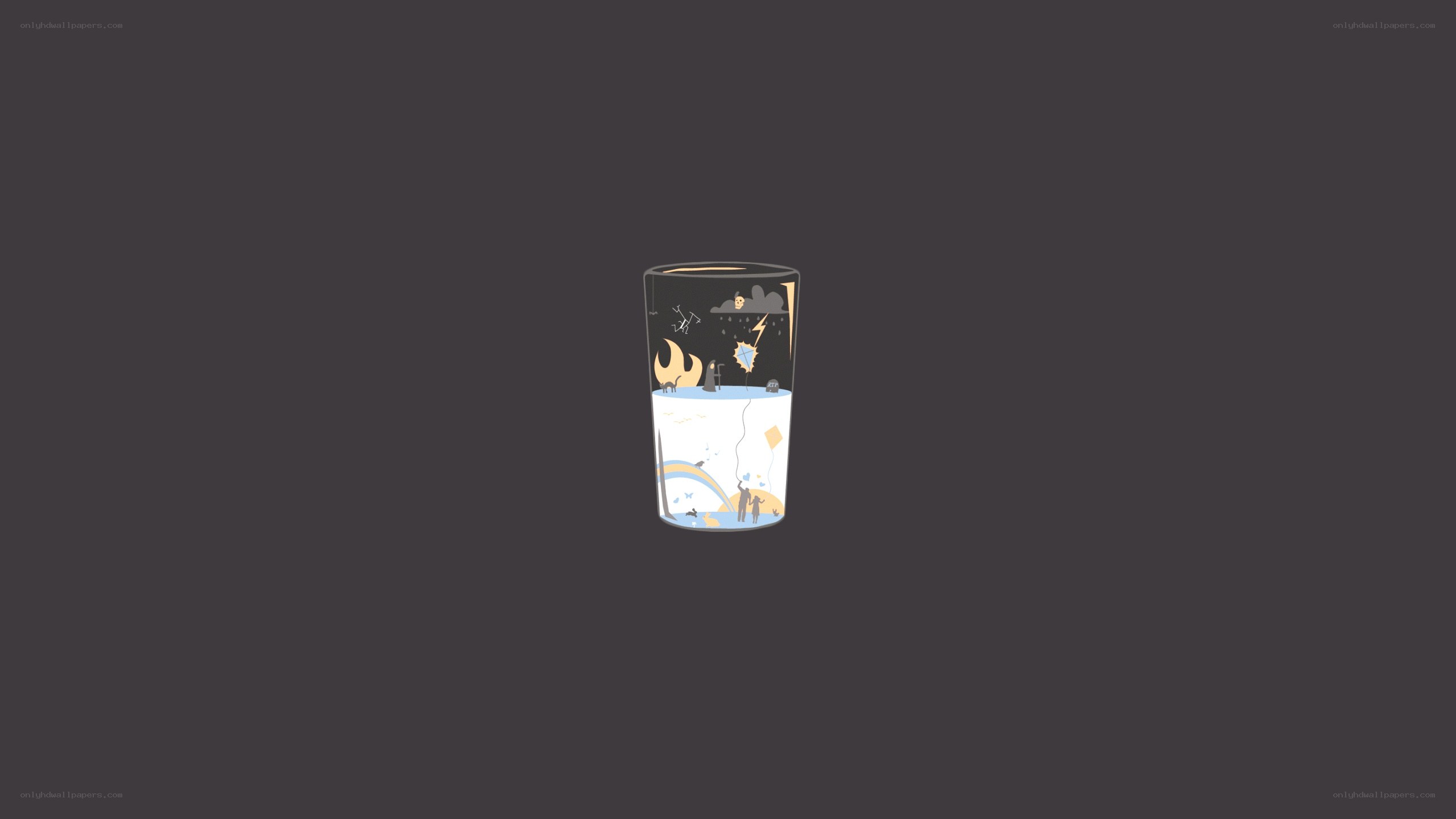 glass with illustrated scenes