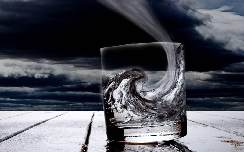 Glass with Swirling Water