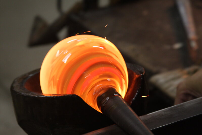 Glassblowing in progress