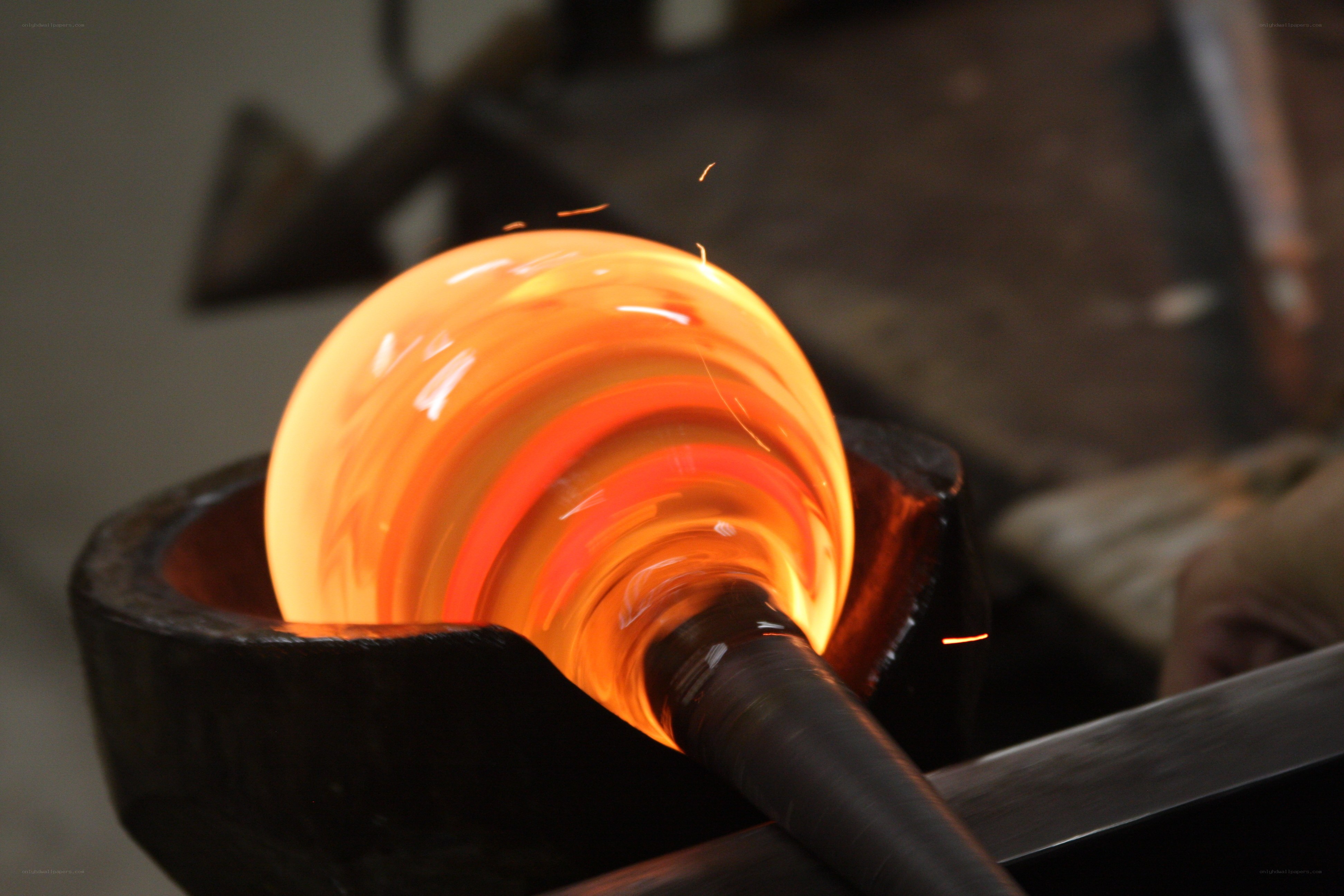 Glassblowing in progress