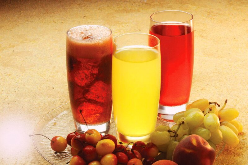 Glasses of Juice with Fruit