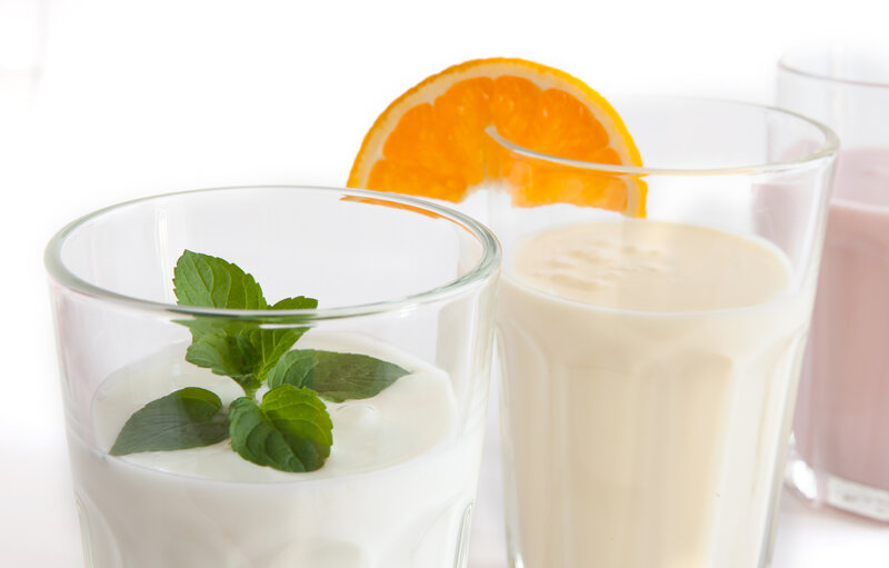 Glasses of Yogurt Drinks