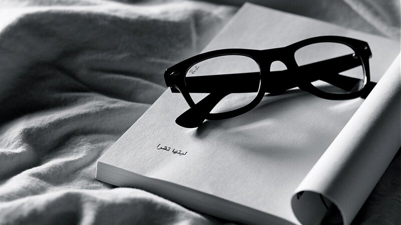 glasses on a book