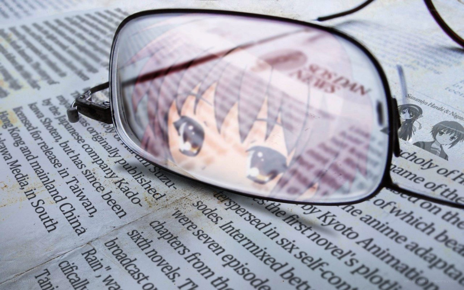 glasses on anime magazine