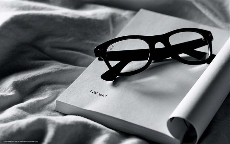 Glasses on Book — Black, Calm, Photograph