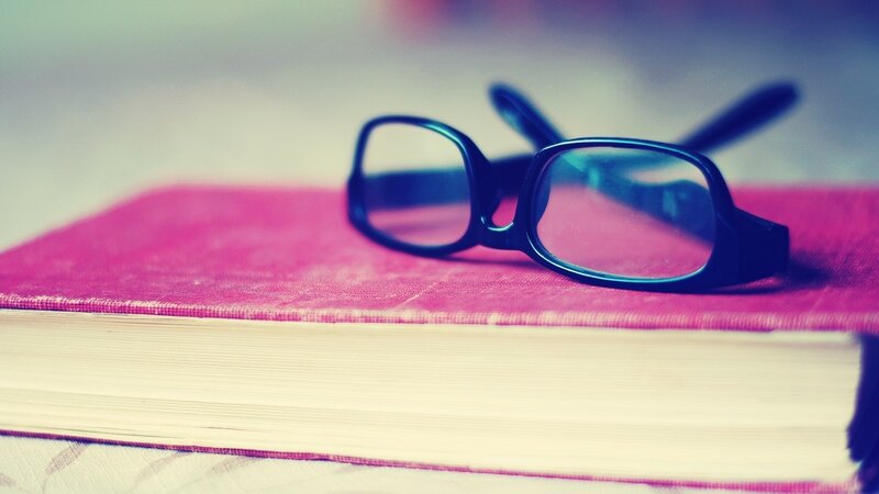 Glasses on Book — Pink