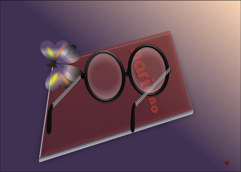Glasses on Book — Purple