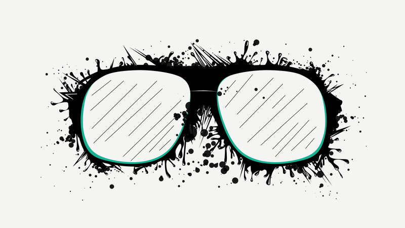 glasses with ink splatter