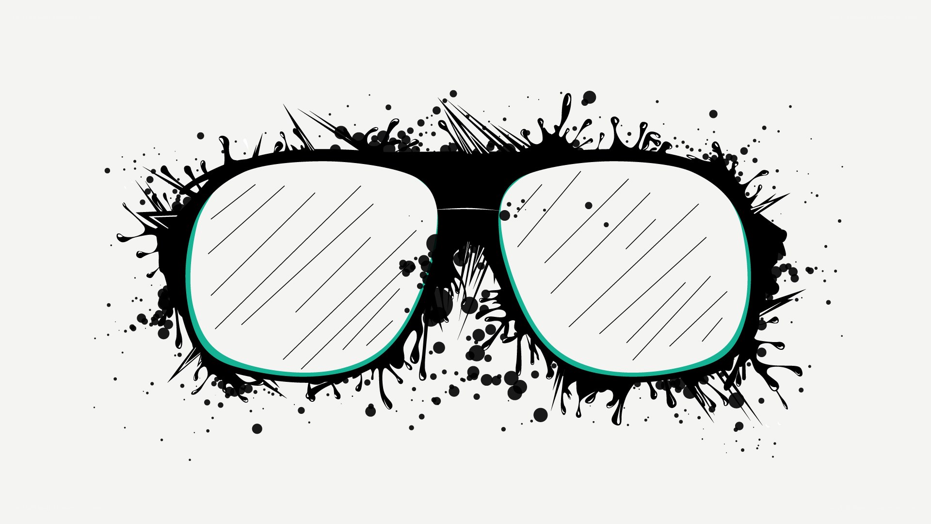 glasses with ink splatter