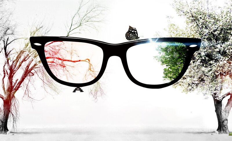 glasses with nature reflection