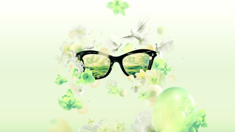 Glasses with Nature Reflection — Green, Serene