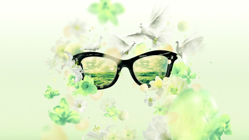 Glasses with Nature Scene — Green