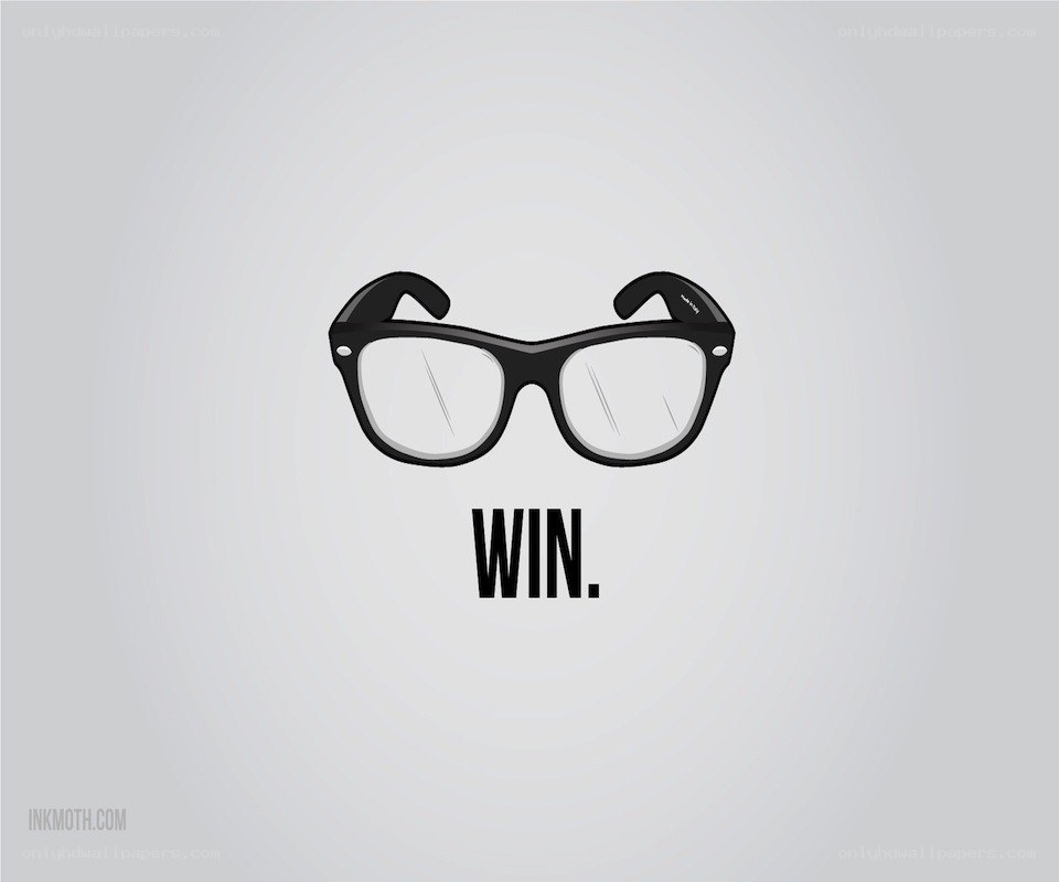glasses with win text