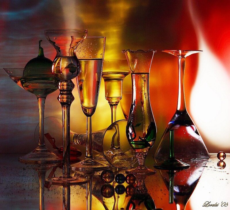 Glassware on Reflective Surface