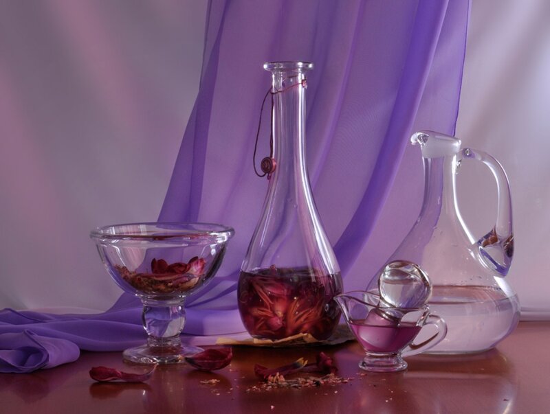 Glassware with Dried Flowers