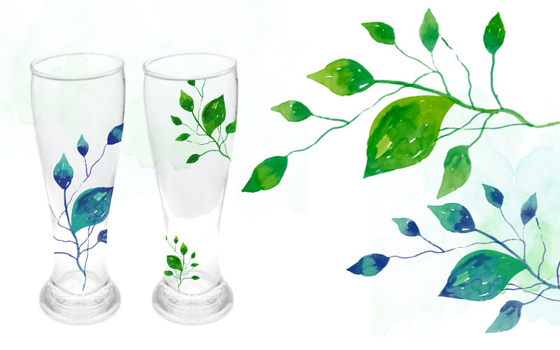 Glassware with Leaf Design