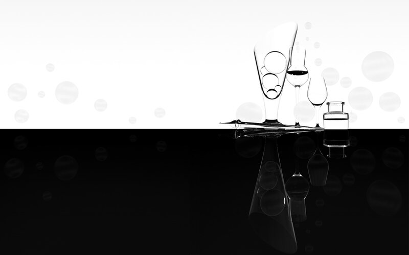 glassware with reflections
