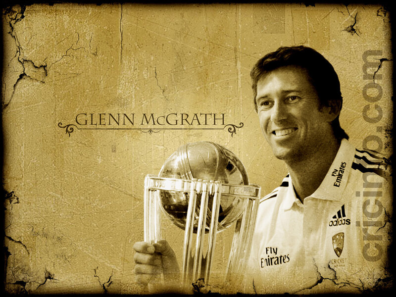 Glenn McGrath Holding Trophy