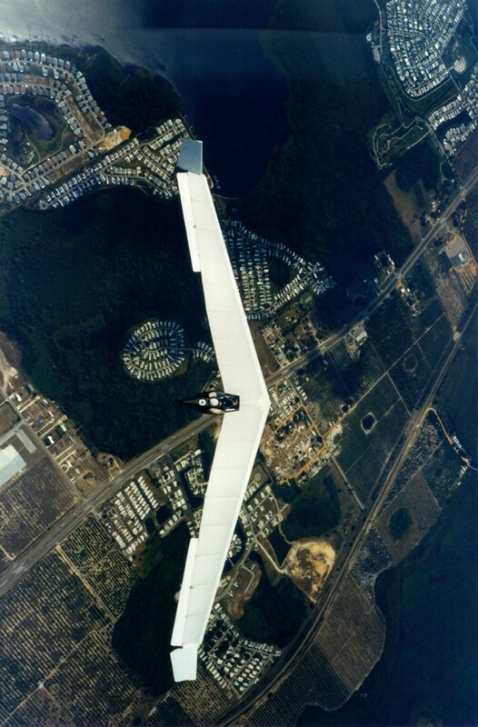 glider over suburban area