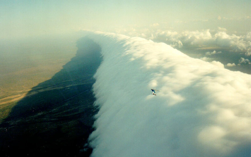 Gliding above a cloud wall