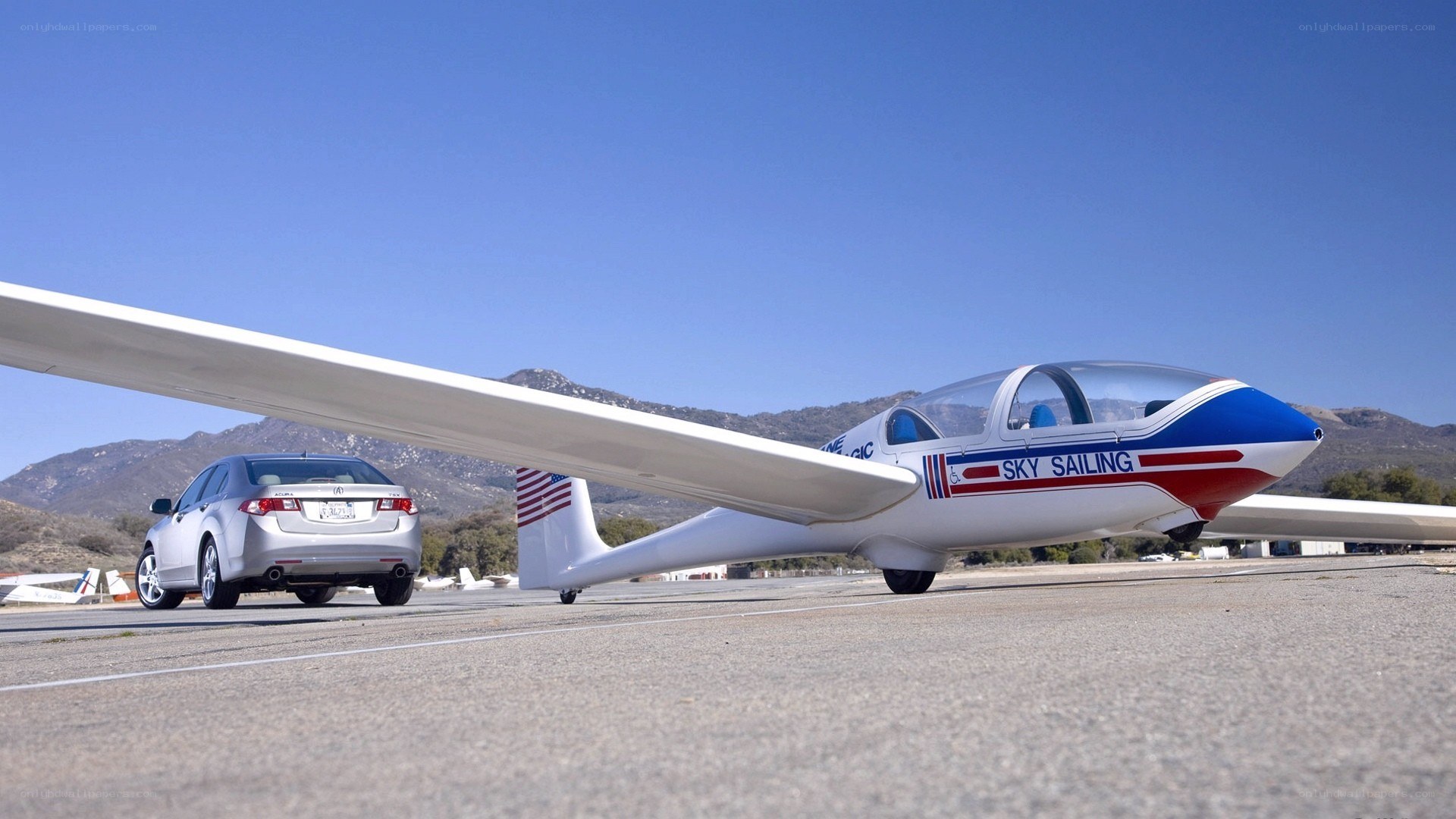 Gliding aircraft on airfield