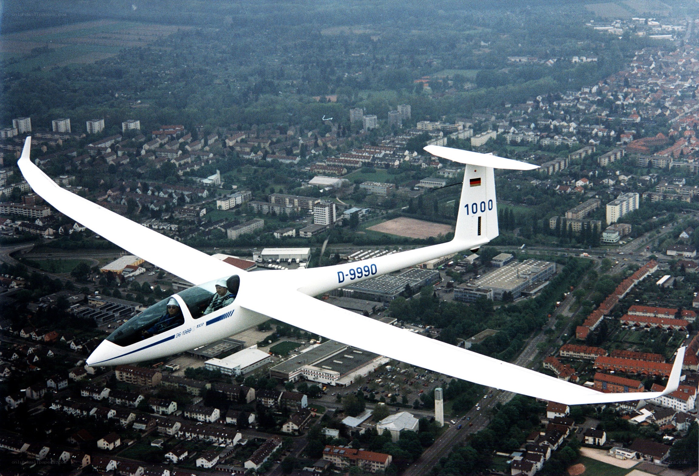 Gliding over a town