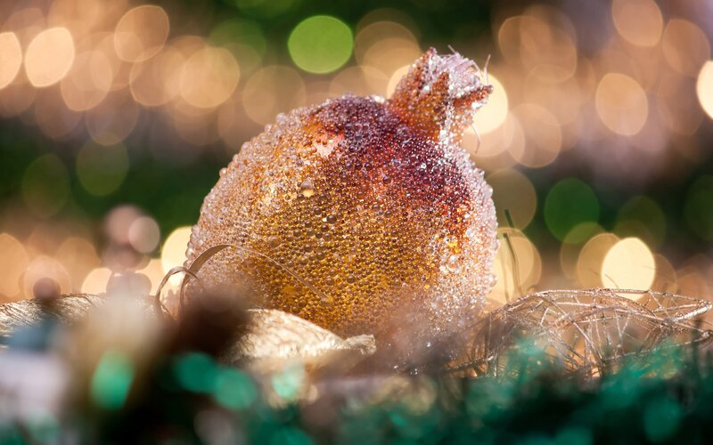 Glistening pomegranate ornament